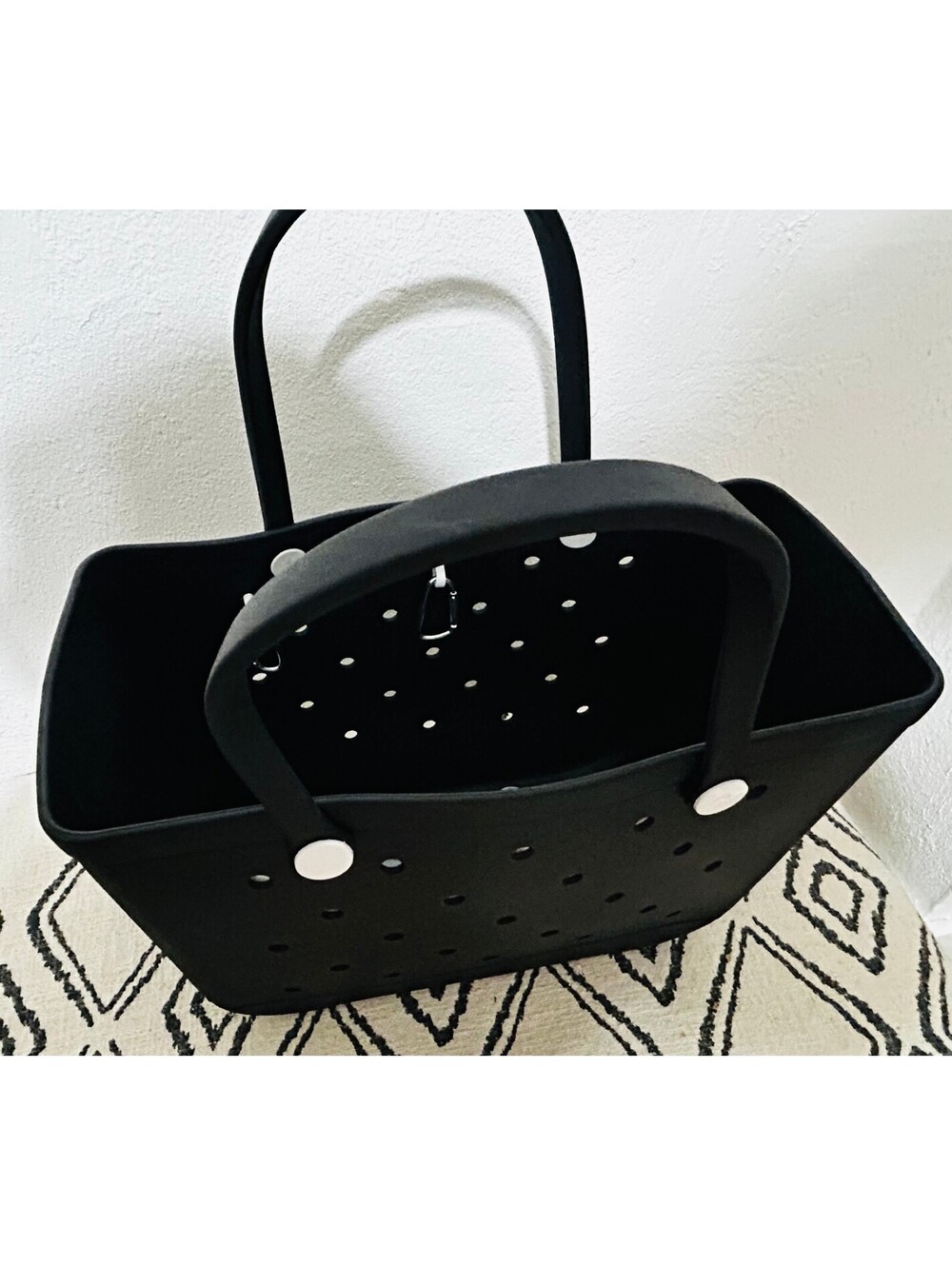 Large Black EVA Rubber Beach Tote Bag Waterproof 19x14 - Picture 3 of 5